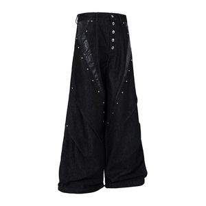 Soft Black Leather Cargo Pants Casual Slim Fit Motorcycle <b>Men</b> Leather Pants With Pocket <b>Men's</b> Sweatpants Stacked Pants - Product Image 2