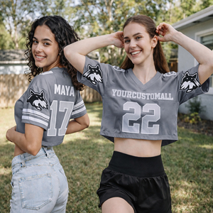 เสื้อยืดครอปผู้หญิงขายส่ง พิมพ์ลายหมายเลขตามสั่ง แขนสั้น สไตล์เจอร์ซีย์ แฟชั่นสตรีทแวร์ฤดูร้อน เสื้อครอปท็อป - Product Image 3