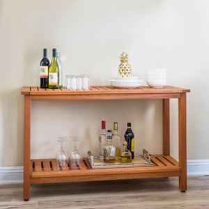 Modern Outdoor <b>Garden</b> Folding Acacia Wooden <b>Table</b> 2-Shelf Kitchen Dining Home <b>Bar</b> Living Room Hotel Use Made Vietnam Wholesale - Product Image 1