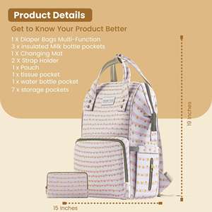 Sac à couches multifonctionnel Premium 17 + poches pour mères avec pochette-Star - Product Image 2