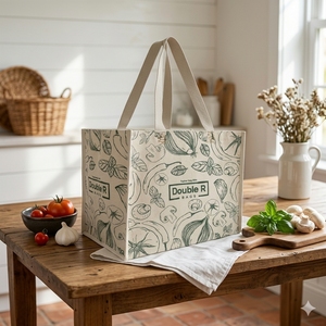 Sac fourre-tout décontracté en non-tissé imprimé sur mesure avec deux poignées et fermeture ouverte, réutilisable pour les courses et la promotion en détail - Product Image 1