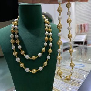 Manufacturer Wholesale 12-14mm Baroque White Pearl Necklace Elegant Dominating Leather and Light <b>Matching</b> Gift <b>Box</b> - Product Image 4