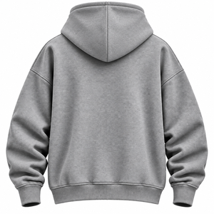 Sweat à capuche pour homme personnalisé en molleton 100% coton gris chiné, coupe ample, poche kangourou, 450 GSM, impression personnalisée, qualité supérieure - Product Image 2