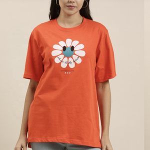 Camiseta de algodón de alta calidad para mujer, estilo urbano, oversize, con hombros caídos, corte holgado, anti-bolitas, estampada, para verano - Product Image 4