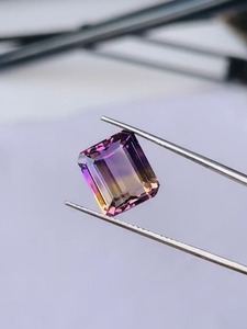 Piedra preciosa de ametrina con corte esmeralda natural, calidad AAA, brillo AAA y un bonito color, perfecta para la elaboración y pulido de cualquier joyería. - Product Image 2