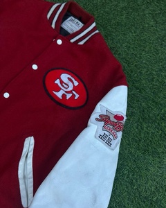Custom Vintage Fleece Body PU <b>Synthetic</b> <b>Leather</b> Sleeves Varsity Jacket High Quality Screen Printing Chenille Patches Jackets - Product Image 4