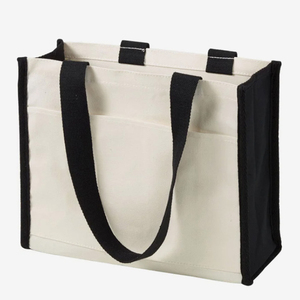 Customizable Bohemian Fashion Canvas <b>Tote</b> Bag with Black Handles and White Front Panel for Shopping Travel Everyday Use - Product Image 5