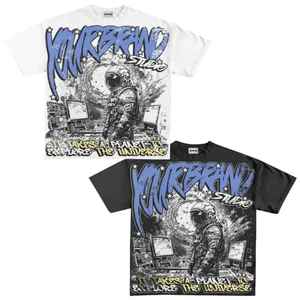 T-shirt à manches courtes noir pour homme, col rond, streetwear, imprimé avec un motif de casque VR - Product Image 4