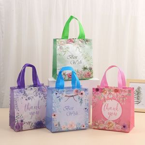 Floral PP Non Woven Shopping <b>Bag</b> With PP Webbing Handles <b>Medium</b> <b>Size</b> Reusable Tote For Gift Packaging - Product Image 1