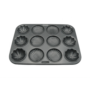 Moule à muffins en acier au carbone 12 tasses avec coquillage antiadhésif et moule à fleurs Bonne performance de dégagement Plats et casseroles de cuisson - Product Image 1
