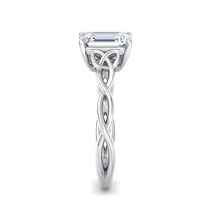 <b>Emerald</b> Cut Moissanite Diamond Rose Tone Celtic Knot <b>Band</b> Romantic Propose Gift 925 Sterling Silver <b>Ring</b> - Product Image 6