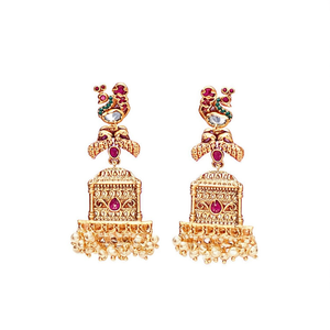 Fashion Gold Plated Zinc Alloy Charm Dangle Earrings Box Jhumkis - Product Image 2