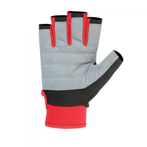 Gants de sport demi-doigts gris, rouge, noir en polyester unisexe pour sports nautiques toutes saisons, à enfiler, dernière collection, pour la voile sans doigts - Product Image 1