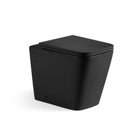 WC monobloc élégant noir en céramique à poser au sol avec chasse d'eau économe en consommation pour salles de bain résidentielles et hôtelières