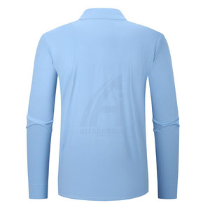 Camiseta Deportiva Casual de Manga Larga con Cierre de Cremallera, Color Azul Claro, para Hombre, Tejida en Poliéster, con Bloques de Color, de Secado Rápido - Product Image 2