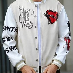 Veste universitaire en laine brodée en chenille personnalisée manches en cuir Streetwear de collège moderne veste d'extérieur d'hiver chaude pour hommes - Product Image 4