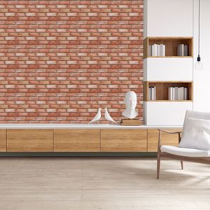 10 pz Peel Stick marrone pannello da parete Design mattone rosso 3D piastrelle della metropolitana autoadesive rimovibili adesivi murali per cucina di casa - Product Image 4