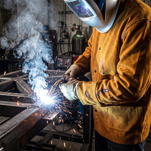 Premium Quality Heavy Duty Cowhide Split Leather Welded Fire Resistant Welders <b>Jacket</b> 500C-1000C Heat Resistance Personal - Product Image 6
