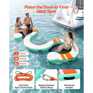Piattaforma Galleggiante Gonfiabile su Misura 15 X 6 FT, Tappetino d'Acqua Antiscivolo, Borsa per il Trasporto Portatile, Caratteristiche Staccabili per il Mare - Product Image 4