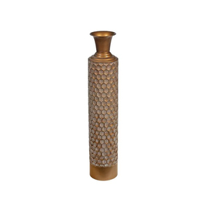 แจกันดอกไม้เหล็กทรงสูงที่มีรายละเอียดงานฝีมือและการตกแต่งที่หรูหรา - Product Image 4