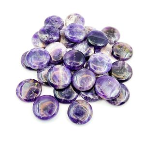 Ametista Chevron Natural en Forma de Botón, Pulida a Mano, Cristal Curativo Morado, Gema para Feng Shui, Meditación, Reiki, Decoración de Chakras - Product Image 1