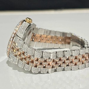 Montre de luxe en acier inoxydable avec quartz et diamant Moissanite, verre résistant à l'eau 10m, pour affaires – Approvisionnement direct usine RATAN JEWELS - Product Image 2