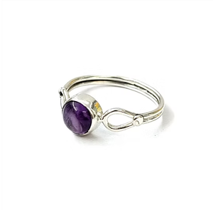 Bague de luxe ronde en améthyste violette, argent 925 poli miroir, bande délicate, meilleur prix, fournisseur en gros - Product Image 2