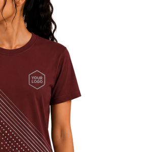 เสื้อยืดผู้หญิงสีแดงเลือดหมูแบบสั่งทำพิเศษ พิมพ์ลายกราฟิกเรขาคณิต แขนสั้น คอกลม เสื้อลำลอง ผ้าเนื้อนุ่ม แฟชั่นฤดูร้อน - Product Image 5