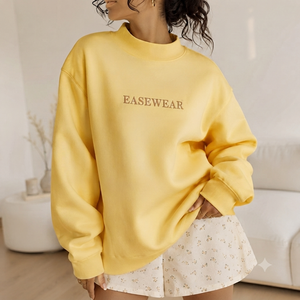 Women's Casual Mockneck Pullover Sweatshirt Oversized Cotton Fabric <b>Long</b> <b>Sleeve</b> Comfortable Everyday Style <b>Top</b> - Product Image 1