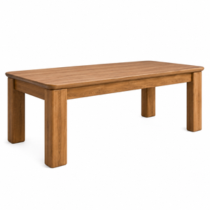 Mesa de Comedor Moderna Nórdica de Madera de Teca Sólida, Rectangular, Hecha a Mano, con Patas de Bloque Grueso, para Hogar o Restaurante - Product Image 3