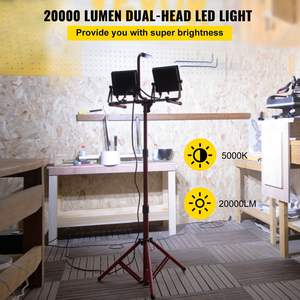 Luz DE TRABAJO LED de 20000 lúmenes de doble cabezal 27,6 \ "-68,1 \" ajustable IP65 soporte de trípode plegable impermeable 5000 Kelvin Color - Product Image 2