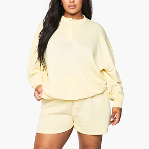 Ensemble décontracté 2 pièces pour femme, tenue d'été, crop top et short longueur cheville, 100% coton, séchage rapide, logo personnalisé, vente en gros usine OEM - Product Image 1