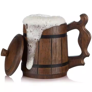 Mug en bois massif de qualité supérieure avec un design artisanal durable, tasse en bois réutilisable pour boissons chaudes et froides par Crescent Crafts - Product Image 2