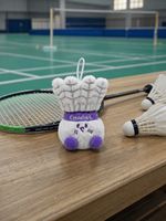 Porte-clés en peluche personnalisé en coton doux, motif volant de badminton, mignon, dessin animé, sportif, poupée en peluche, breloque de sac, logo brodé