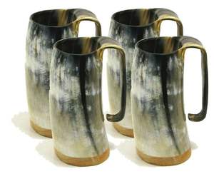 Mug à boire en corne de viking sur mesure, corne de bœuf de haute qualité avec base en bois, couvercle durable en acier inoxydable de qualité alimentaire, café - Product Image 3