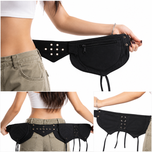 Sac banane en toile de coton de qualité export avec sangle de taille réglable pour un rangement sécurisé de l'argent, du téléphone et du passeport pendant les voyages - Product Image 2