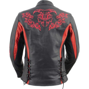 Chaqueta de Motociclista Clásica de Cuero y Textil para Mujer SAMROZ SPORTS - Uso Durante Todo el Año - Product Image 3