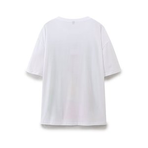 Oversized <b>White</b> T-<b>Shirt</b> <b>Short</b> <b>Sleeve</b> O-Neck Casual <b>Men</b> Jersey Knitted Cotton Solid Color Plain Dyed Fit Style - Product Image 1