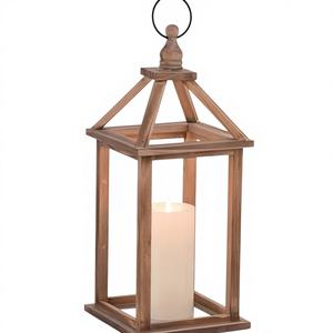 Nueva Tendencia 2026: Juego de 2 Faroles de Madera y Metal con Acabado Natural para Bodas y Hogar, Venta Directa de Fábrica - Product Image 4