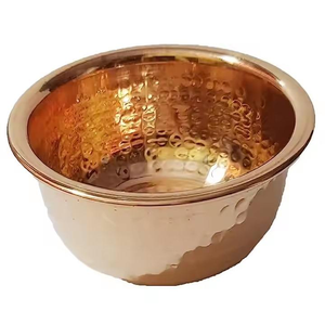 Bassin de pédicure en cuivre métallique martelé, cuve de bain de pieds solide, bac de lavage et de trempage des pieds - Product Image 1