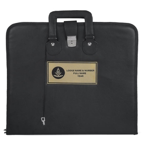 Custom Past Master Blue Lodge Apron <b>Case</b> Black Imitation <b>Leather</b> Regalia Carrier with Personalized Lodge Name Number and Year - Product Image 1