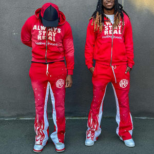 Ensemble de survêtement évasé personnalisé pour l'hiver avec logo imprimé en relief, sweat à capuche et pantalon de survêtement personnalisés, OEM - Product Image 5