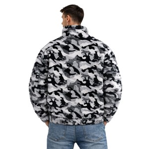 Sweat à capuche pour homme en polaire camouflage, style Sherpa, coupe oversize, streetwear, avec fermeture éclair quart de tour, fabrication de marque de mode - Product Image 2