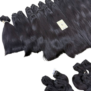 Extensions de Cheveux Humains Naturels de Haute Qualité, Lisses et Ondulés, Noirs Naturels, en Paquets Bruts - Product Image 1