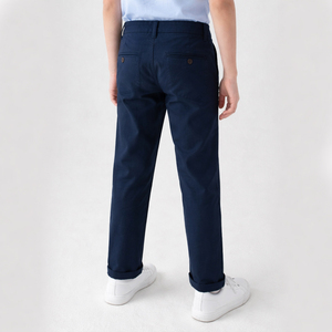 <span class=keywords><strong>Pantalon</strong></span> <span class=keywords><strong>chino</strong></span> marine personnalisé pour garçons, en sergé de coton, coupe ajustée, taille réglable, pour uniforme scolaire, vente en gros - Product Image 2