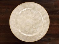 Assiette de service décorative ronde en nacre de luxe, blanche, pour mariage, décoration de table, vente en gros
