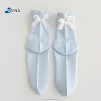 Chaussettes personnalisées à nœud en couleurs pastel mignonnes pour femmes, idéales pour le Pilates, le Yoga et la Barre, vente en gros sur mesure, usine JZVINA au Vietnam
