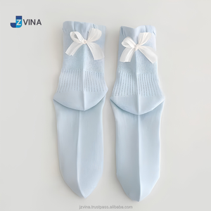 <b>Customized</b> Cute Pastel Colors Bow <b>Grip</b> Crew Cuff <b>Socks</b> Women Pilates Yoga Barre Custom Wholesale JZVINA Vietnam Factory - Product Image 5