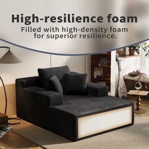Divano Letto Reclinabile Moderno da 64,96 Pollici con Seduta Profonda, Extra Large, Rivestito in Velluto a Coste, per un Sonno Confortevole all'Interno - Product Image 5
