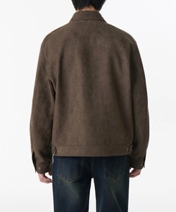 Blouson bomber en daim marron pour homme, col rabattu, fermeture éclair, coupe classique, vêtement d'automne - Product Image 2